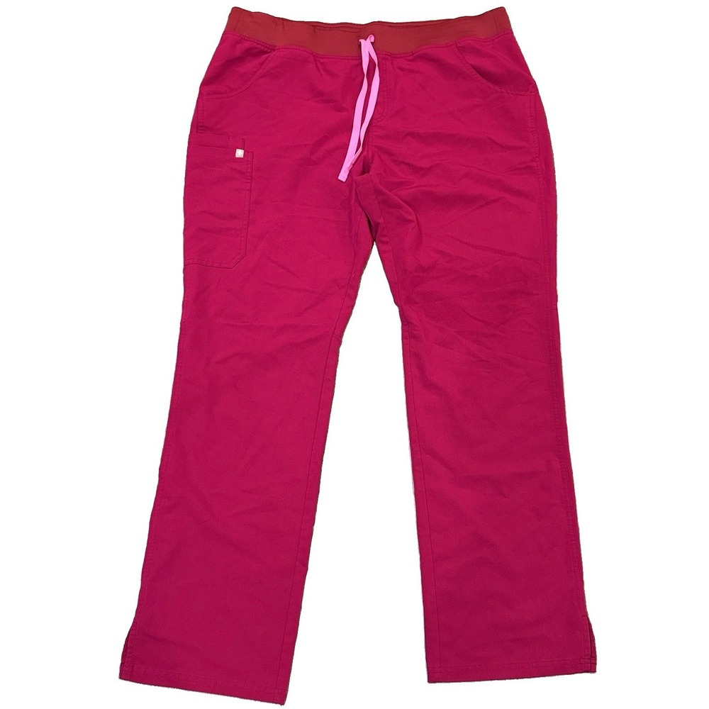 FIGS Kade Cargo Scrub Pants Womens XL Tall Dark Magenta Straight Leg Medical